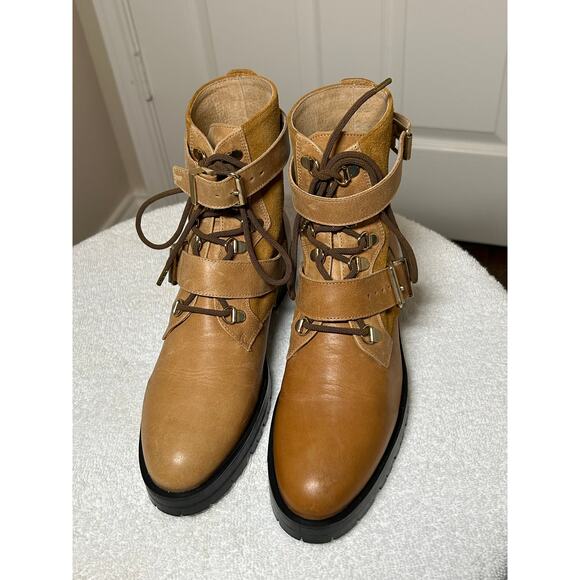 NWOT Free People Showdown Lace Up Leather Boots - Picture 2 of 15